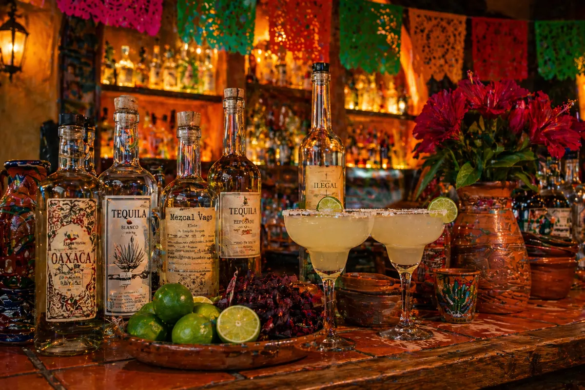 La Milpa restaurant bar, artisanal mezcal selection and margaritas, Condesa CDMX