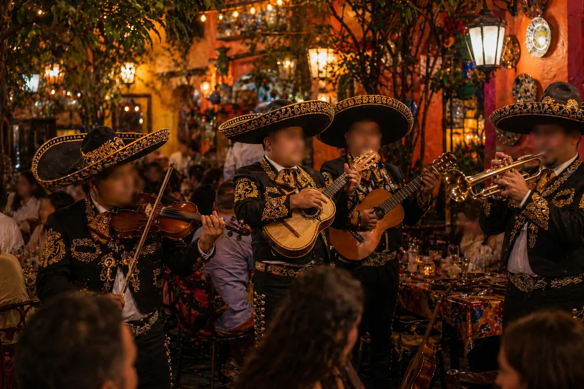 Live mariachi music at La Milpa restaurant, Mexico City